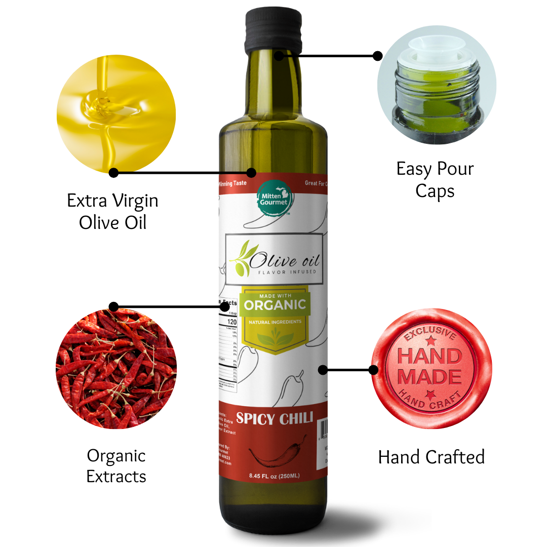 Extra Virgin Olive Oil - Spicy Chili, Cooking, Flavor Infused, Spicy Chili Olive Oil